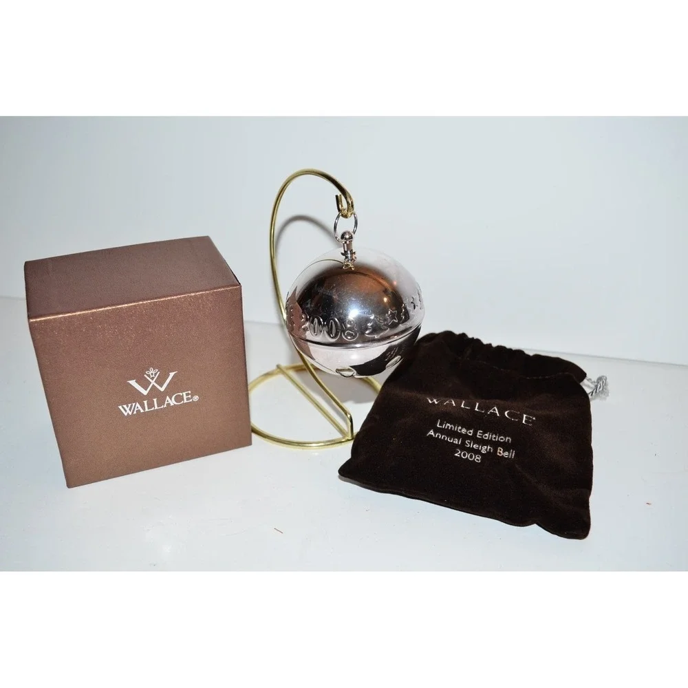Wallace 2008 Silverplate Sleigh Bell Christmas Ornament in box